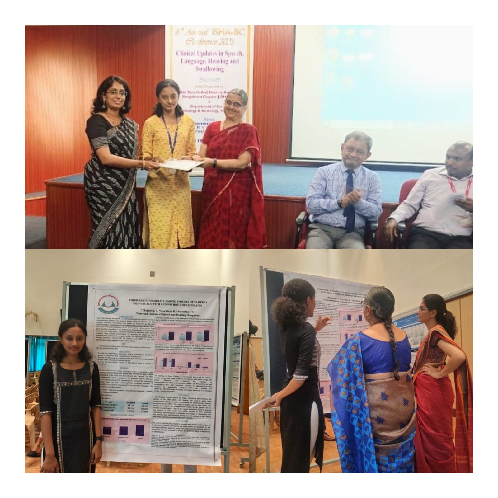 You are currently viewing Best poster award at ISHA BC conference, held at Dr M.V Govind Swamy Hall,NIMHANS on 18th and 19th November 2023 to our student Ms. Tejaswini and faculty members Mrs. Sreevidya and Mrs. Susmitha C G.